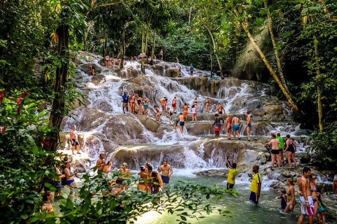 Dunns River Falls, Zipline, Bamboo Rafting, Horseback Ride Tour - Jerk lunch at Scotchies Drax Hall