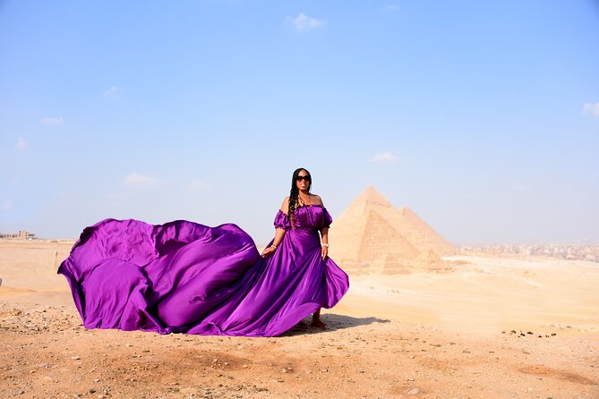 Flying Dress Photoshoot with Camel and Horse Riding in Giza - The Great Sphinx and its compact stop