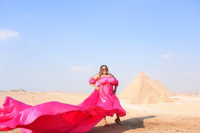 Flying Dress Photoshoot with Camel and Horse Riding in Giza - Starting at the Pyramids of Giza by camel