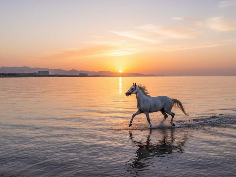 From Hurghada: Red Sea Sunrise and Desert Horseback Riding - Riding from desert silence to Red Sea shore