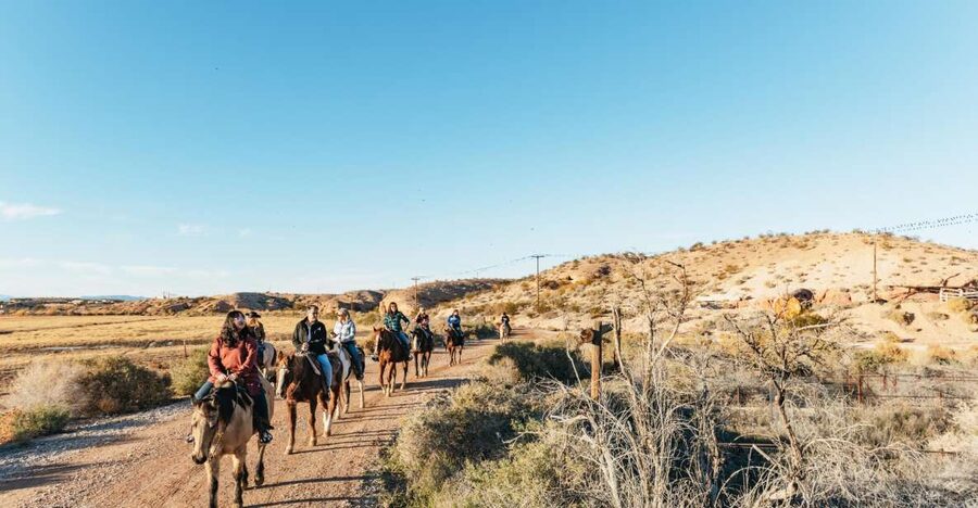 From Las Vegas: Desert Sunset Horseback Ride with BBQ Dinner - A cowboy BBQ after dark