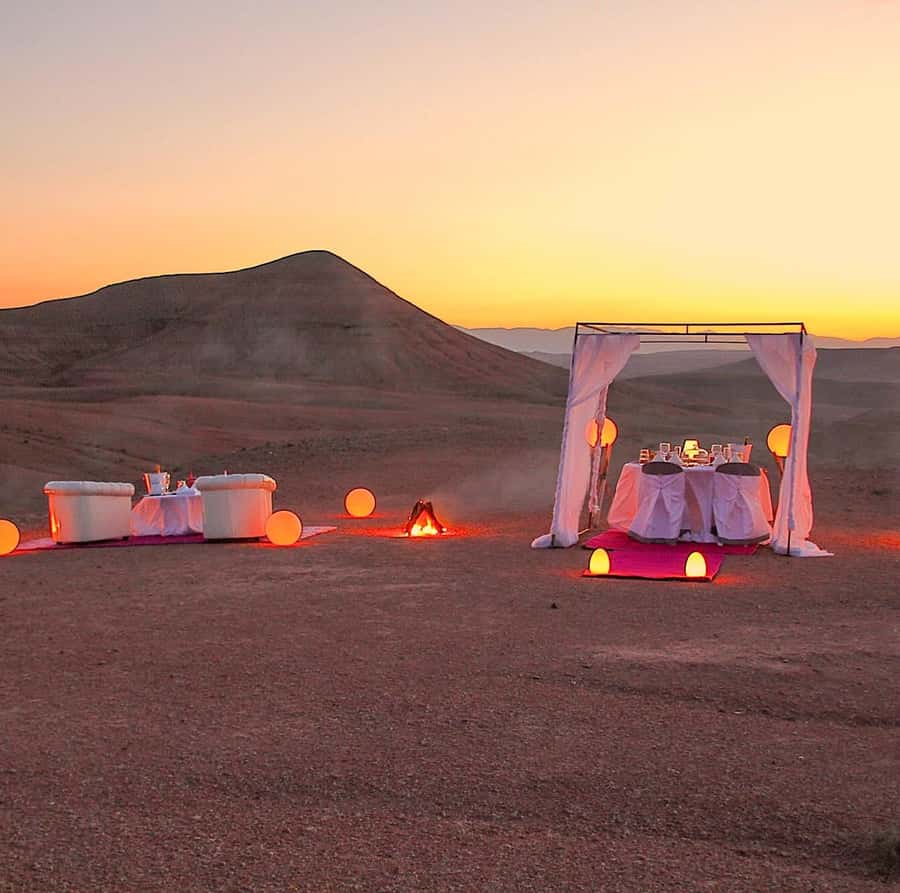 From Marrakech: Agafay Desert Horse ride with sunset - Blue Robes, Headscarves, and the First Photos