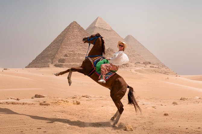 Giza Pyramids Photoshoot with Jumping Horse, Camel and Sphinx - One hour beside Khufu’s Great Pyramid