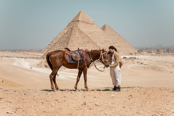 Giza Pyramids Photoshoot with Jumping Horse, Camel and Sphinx - Private transportation and the $100 price
