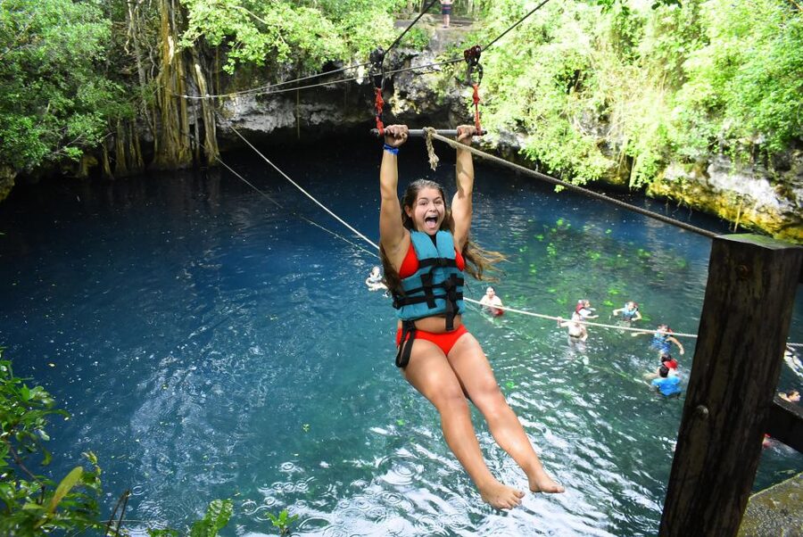 Horseback Riding & ATV Adventure with Ziplines & Cenote - Three ziplines above the trees