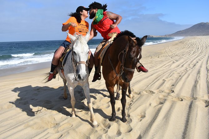 Love is in the air: Private Cabo Beach Sunset Horse Ride W Dinner - Following the beach toward the sunset table