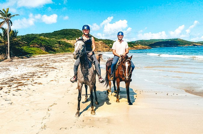 Private Beach Picnic Horseback Ride with Sandy Hoofs St. Lucia - Epouge Bay and the colorful peninsula cottages