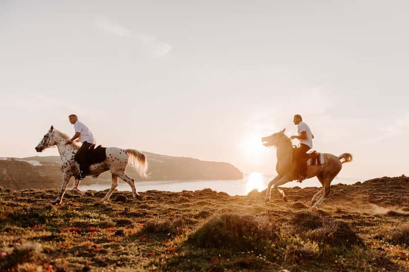Santorini: Extreme Horse Safari with Beach Gallop - The cliff top above the Caldera