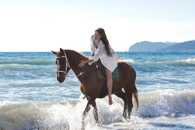 Santorini Horse Riding to Black Sandy Beach - Choosing a horse and getting comfortable