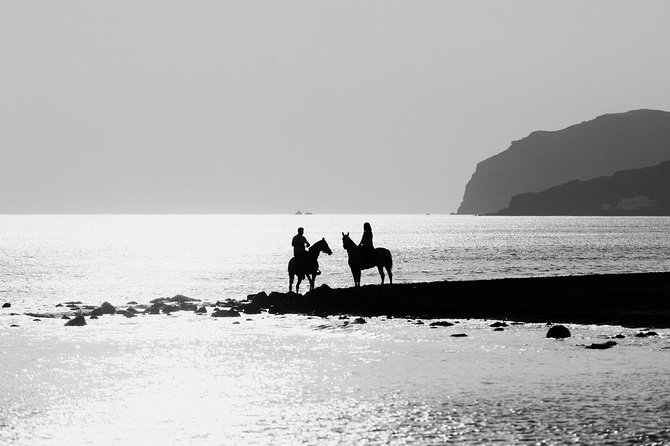 Santorini: Horse Riding to the Black Sandy Beach (Eros beach) - Volcanic ravines and dusty inland trails