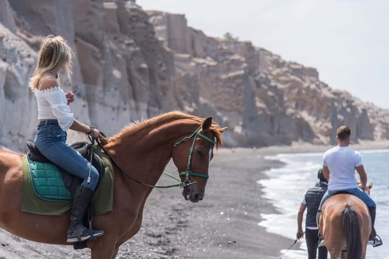 Santorini: Horse Riding Trip to Black Sandy Beach - Reaching Vlichada’s volcanic black-sand beach