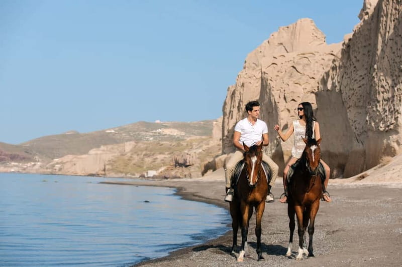 Santorini: Horseback Riding on the Black Sandy Eros Beach - Reaching black-sand Eros Beach