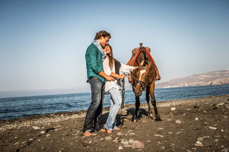 Santorini: Horseback Riding on the Black Sandy Eros Beach - Dusty trails, vineyards, and 3,500 years of volcanic force