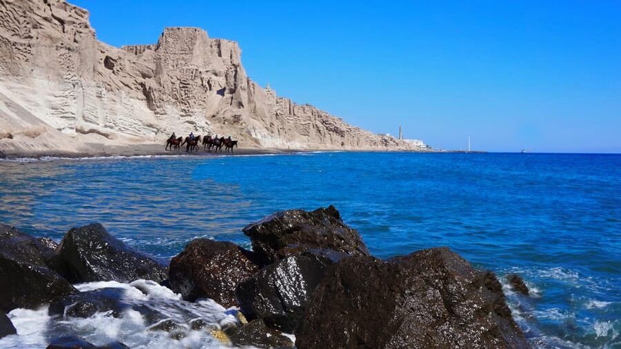 Santorini: Horseback Riding Tour on the Beach - Riding from Akrotiri toward the coast