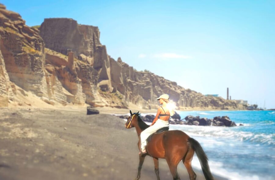 Santorini: Horseback Riding Tour on the Beach - Vineyards, volcanic ground, and local paths