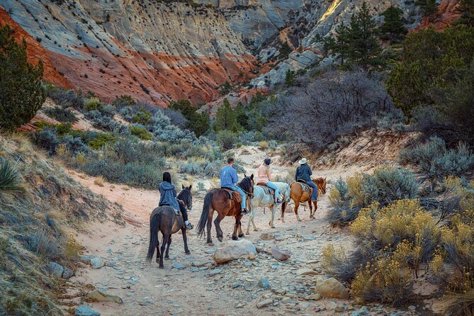 Small-Group East Zion White Mountain Horseback Ride - Leaving the horses for Red Hollow Slot Canyon