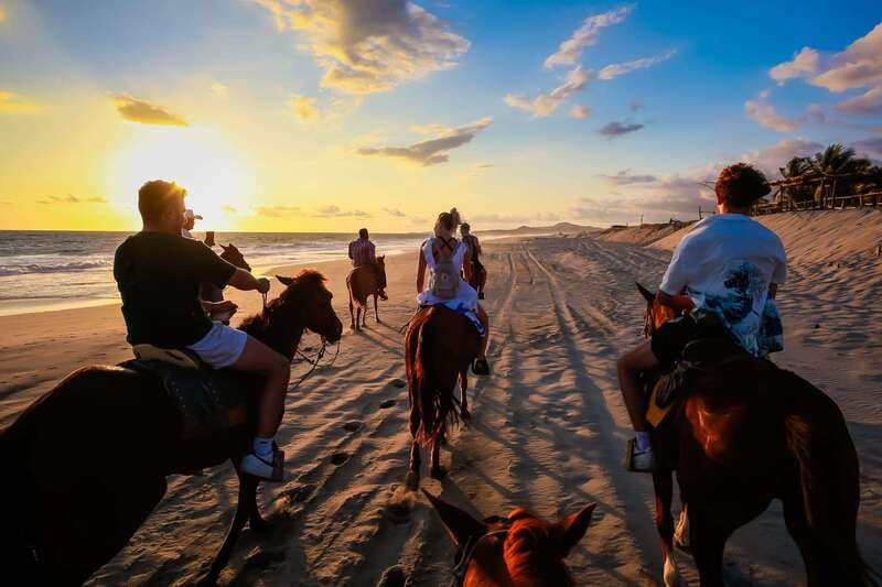 Sunset by Horse on the Beach - Through fields, cattle land, and the river